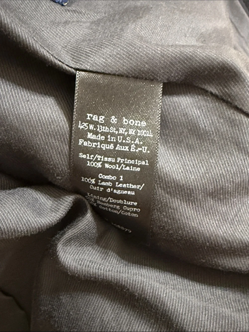 rag & bone Black Leather Shawl Collar Single Button Wool Blazer Women’s Size 8